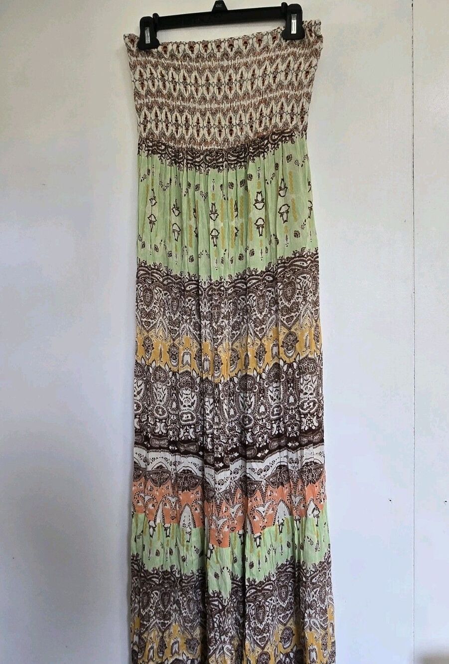 Oneill Dress Womens L Maxi Boho Beach Festival Long Tiered Granola Cottage NWOT